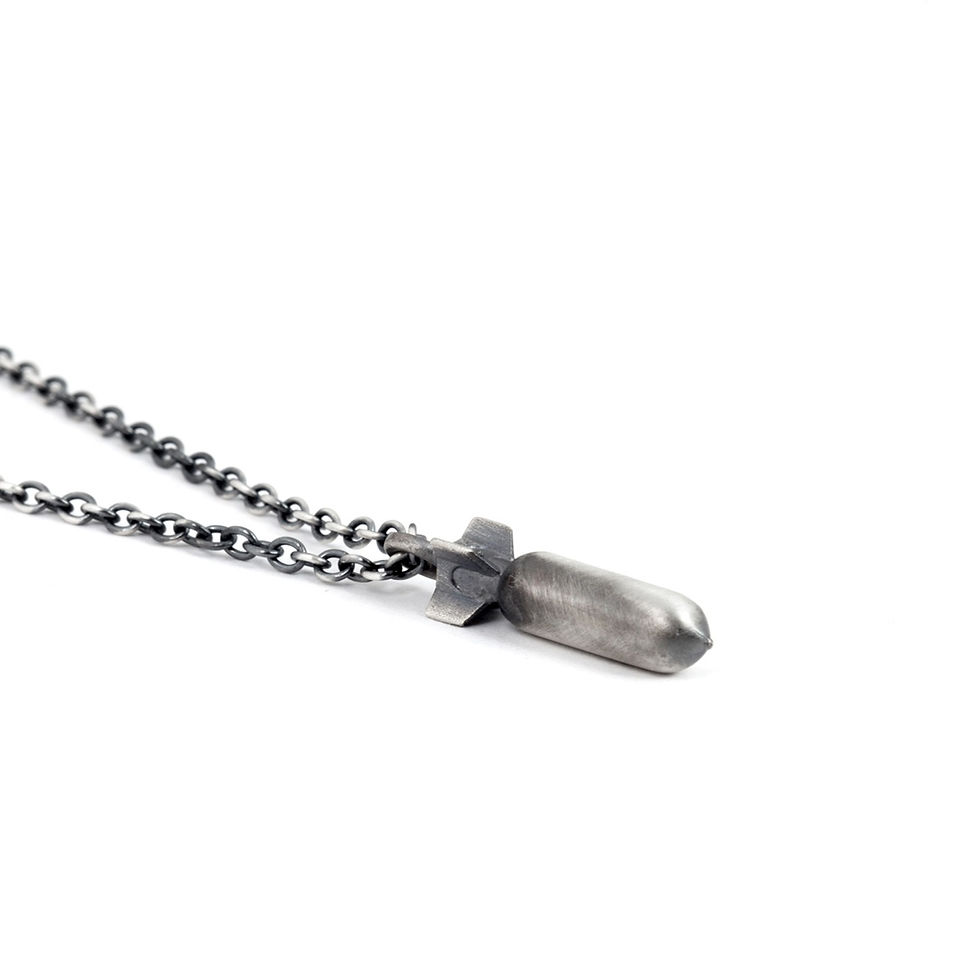 Cool Gifts for Men, WW2 Aircraft Bomb Necklace Men Sterling Silver.
