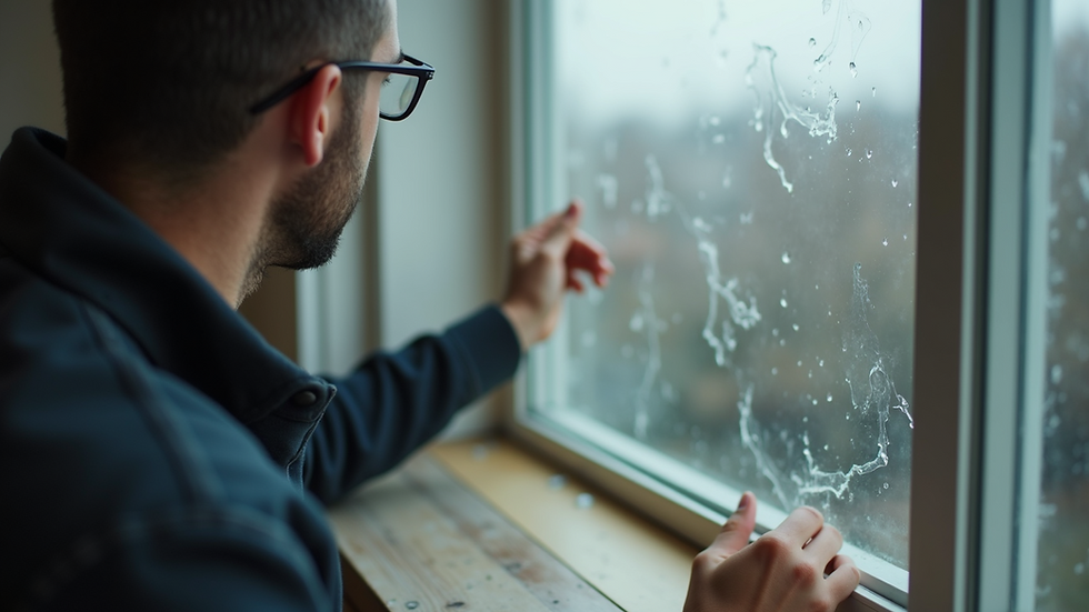 Close-up of a window pane being reglazed with new glass