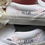 Miniatura: Hand Embroidered Wedding Slip-on Vans: Custom pink leaf Bridal Shoes, personalis