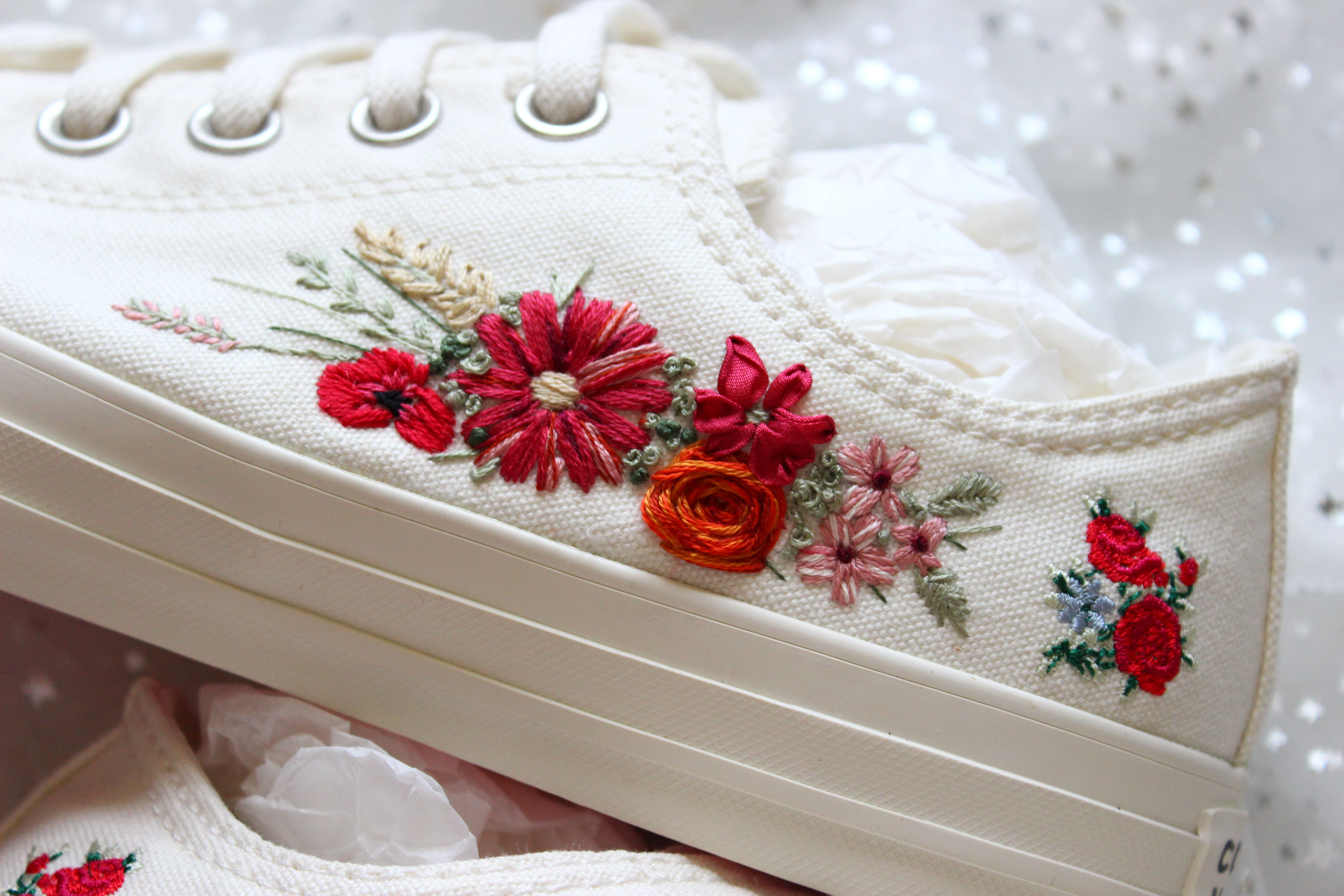 Red rose and cherry blossom