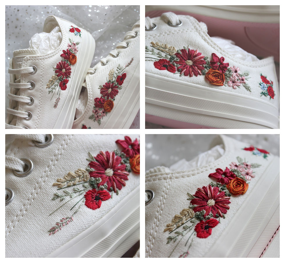 Miniature : Red rose and cherry blossom