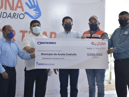 SE SUMA SÚPER GUTIÉRREZ A ACUÑA SOLIDARIO, CON LA DONACIÓN
DE 500 MIL PESOS PARA DESPENSAS.