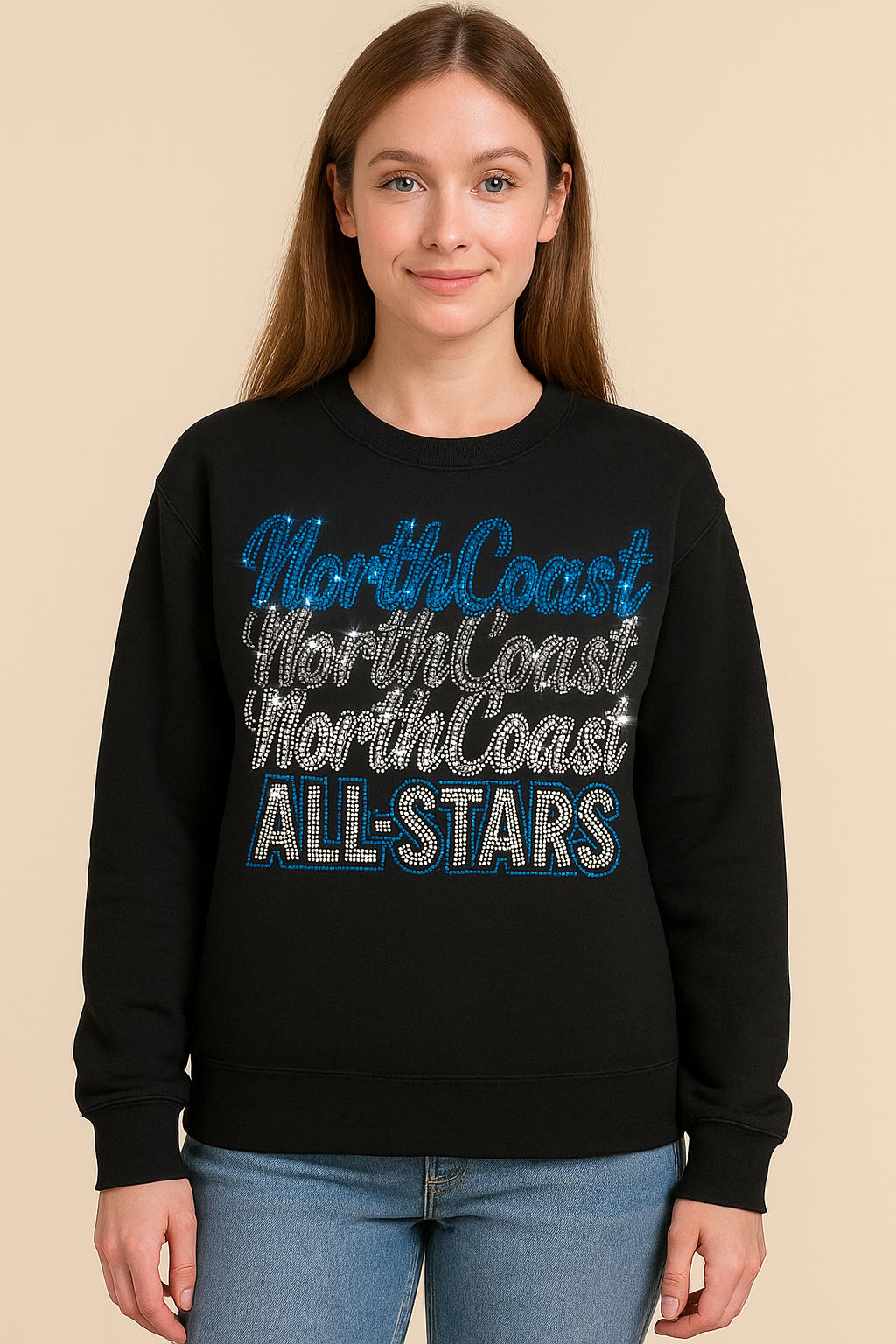 STACKED RHINESTONE CREW, TSHIRT OR TANK