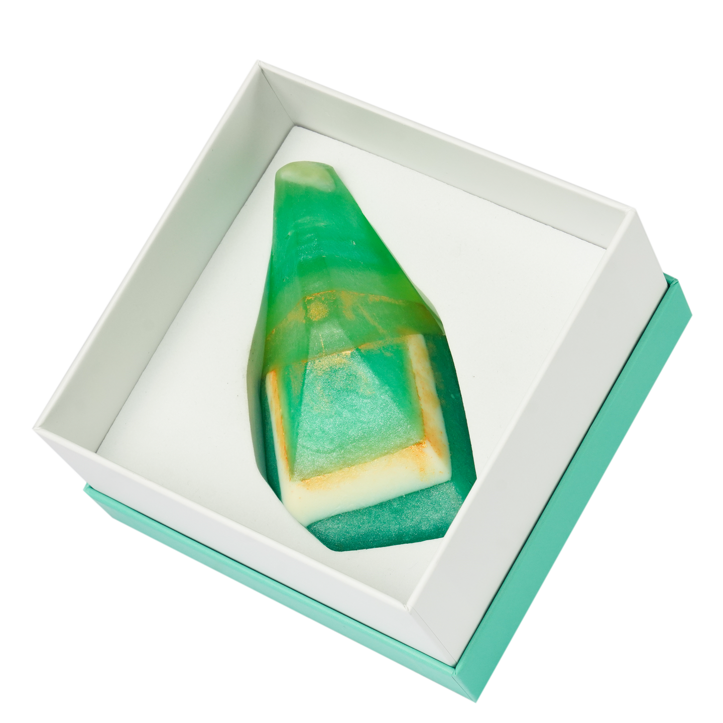 Aquamarine-Edelsteinseife von LA BELLE SAVON® in edler Verpackung, mit echtem Aquamarin und erfrischendem Zitronengras-Duft.