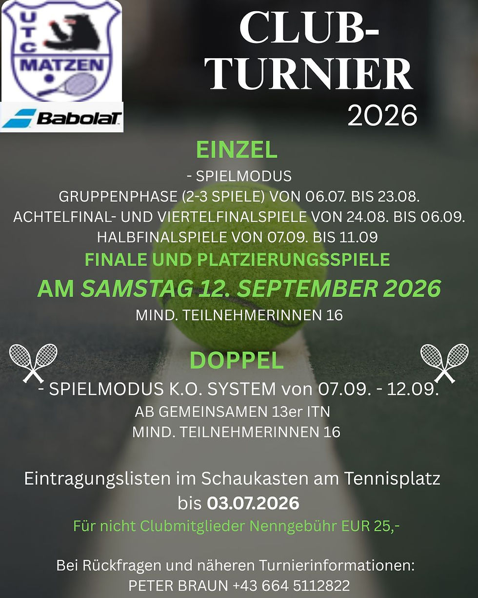 🎾 Einladung zum Clubturnier 2026 🎾