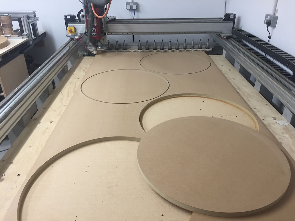 CNC router cutting MDF circles