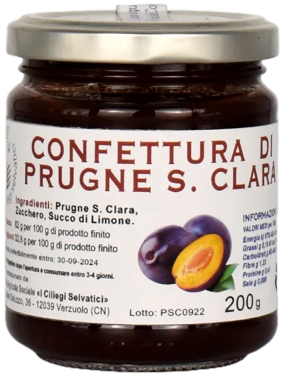 Confettura di Prugne Santa Clara 200g - I Ciliegi Selvatici