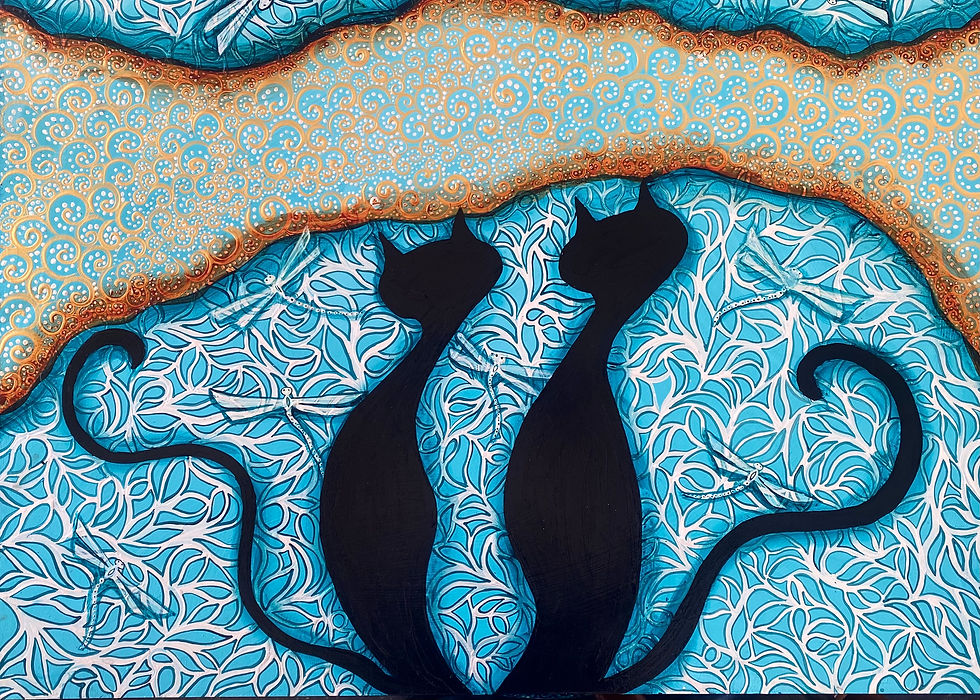 Silhouette duo ( pale blue and gold )