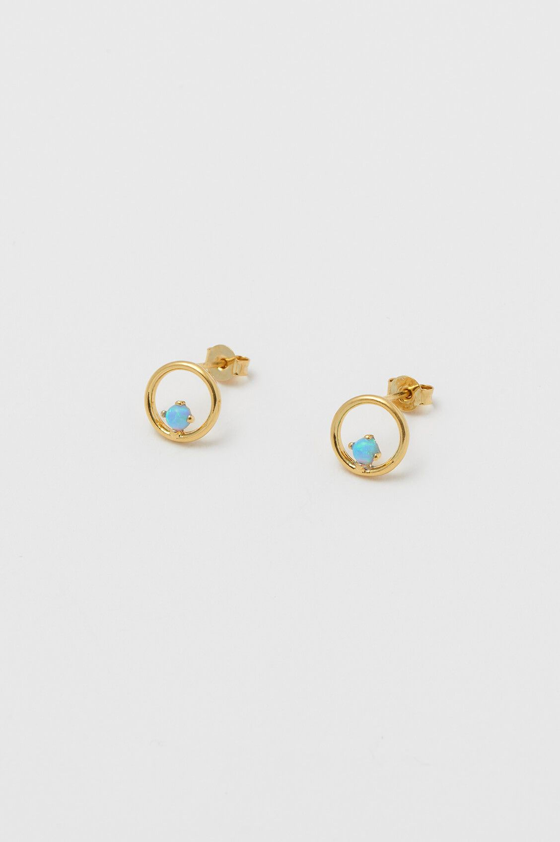 Gold Plated Opal Circle Earrings