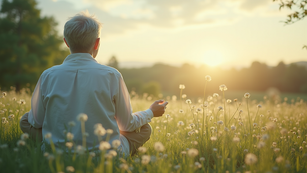 Close-up view of a serene landscape with a calm lake