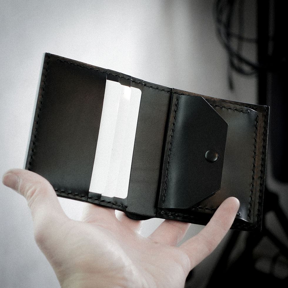 Thumbnail: handmade leather card holder wallet coin pouch notes cash blackburn lancashire uk gift present mens birthday christmas black