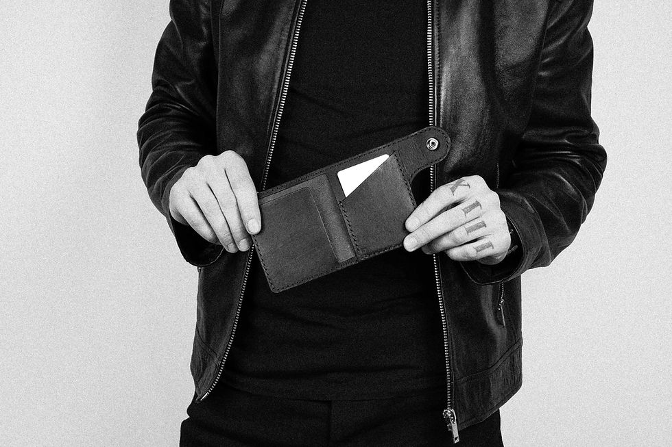 Thumbnail: card holder wallet purse leather handmade handcrafted present gift blackburn local near me birthday christmas mens trucker UK