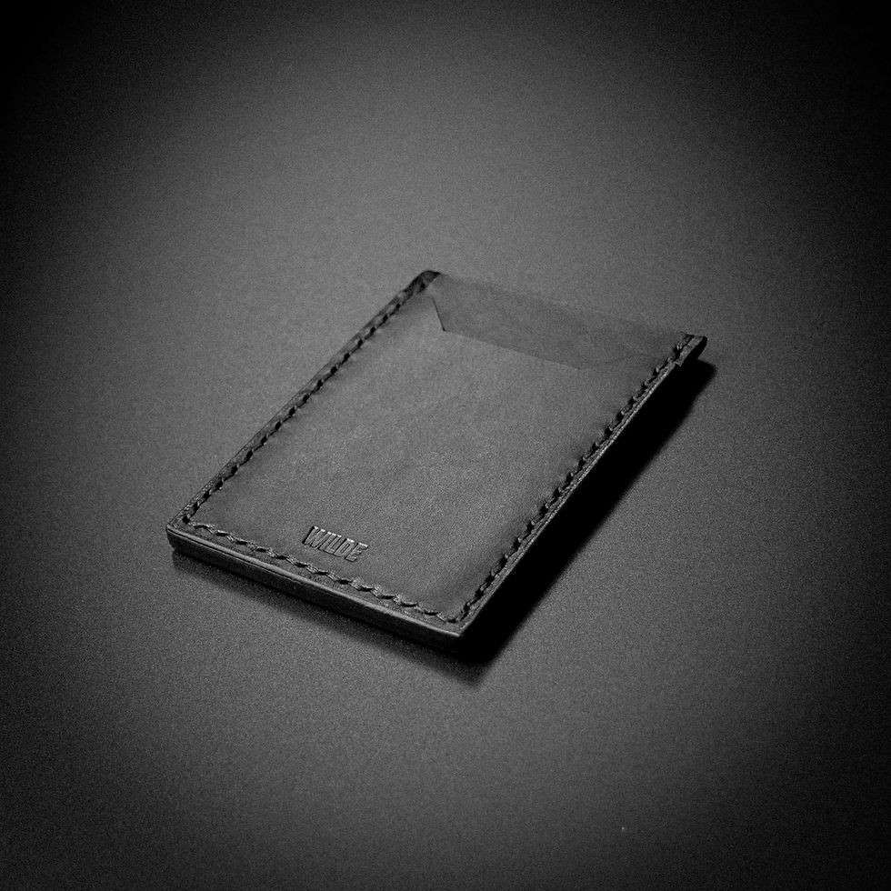 Thumbnail: handmade leather card holder wallet black uk blackburn lancashire geoff wilde bat bruce wayne mens gift present