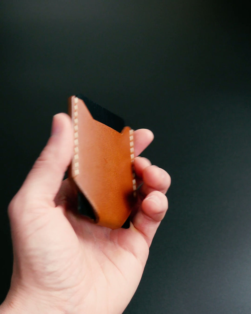 Thumbnail: Black leather guardian card holder handmade by Geoff Wilde of Wilde's Leatherwork in Blackburn Lancashire England UK