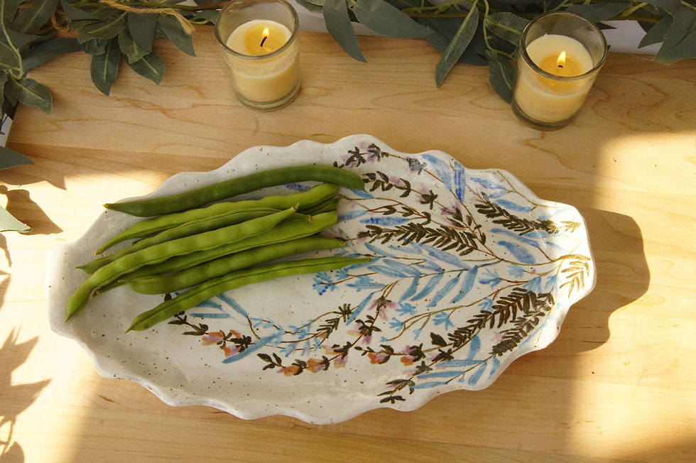 Thumbnail: Ceramic white and hand painted serving tray