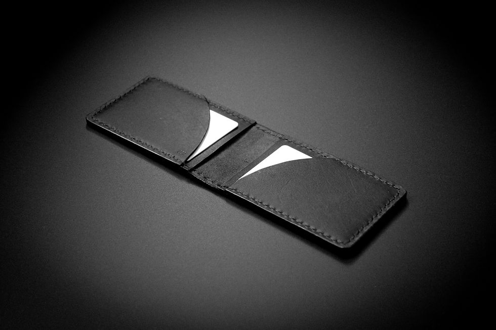 the crusader card holder bat wing handmade leather wallet black blackburn lancashire leatherwork
