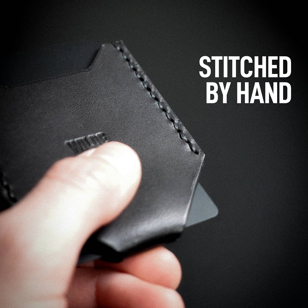 Thumbnail: Black leather guardian card holder handmade by Geoff Wilde of Wilde's Leatherwork in Blackburn Lancashire England UK