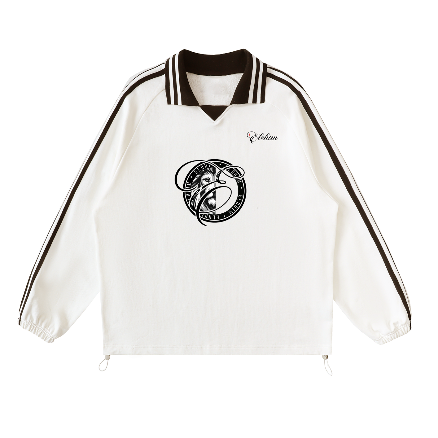 Contrast Striped Lapel Collar Sweatshirt