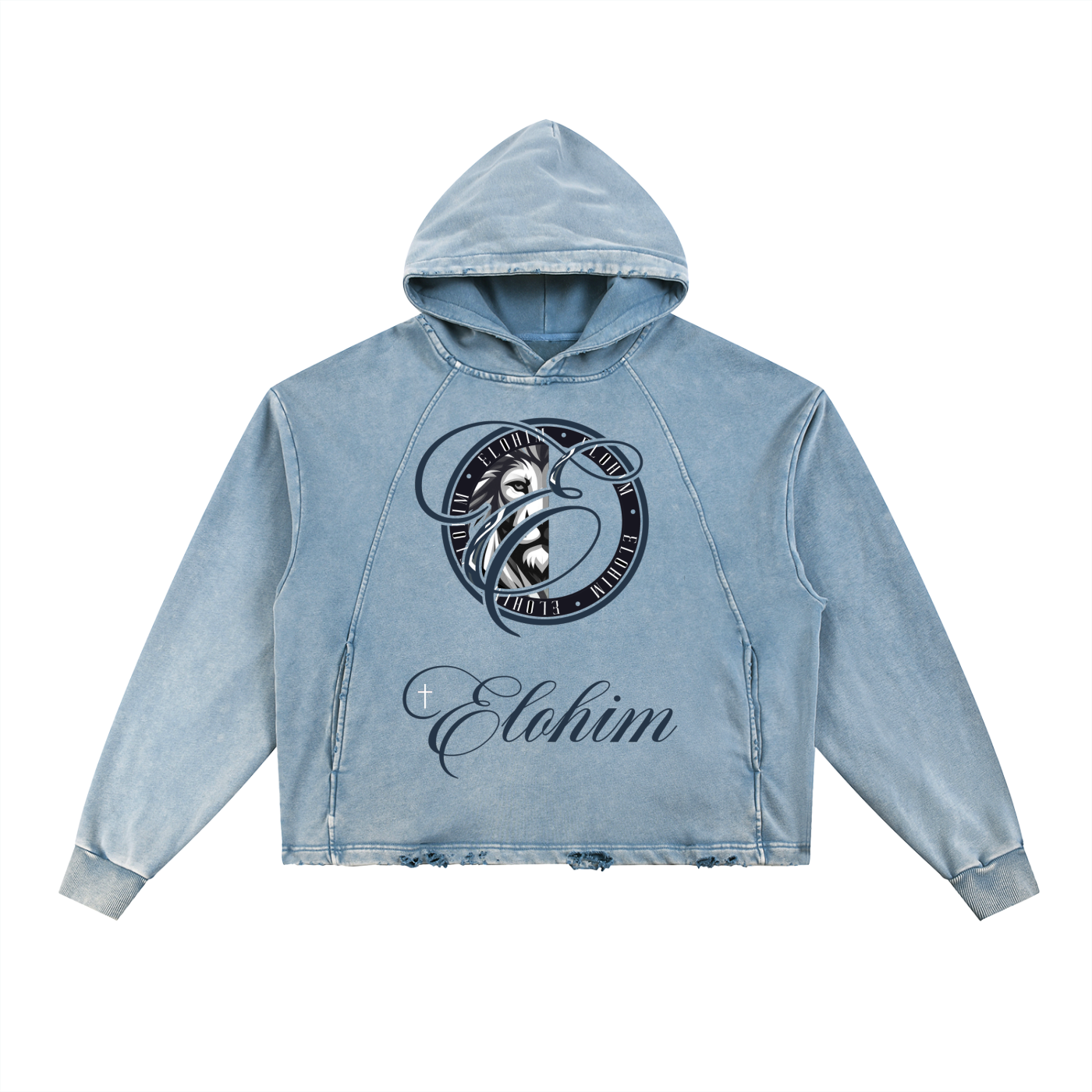 Vintage Washed Frayed-Hem Hoodie
