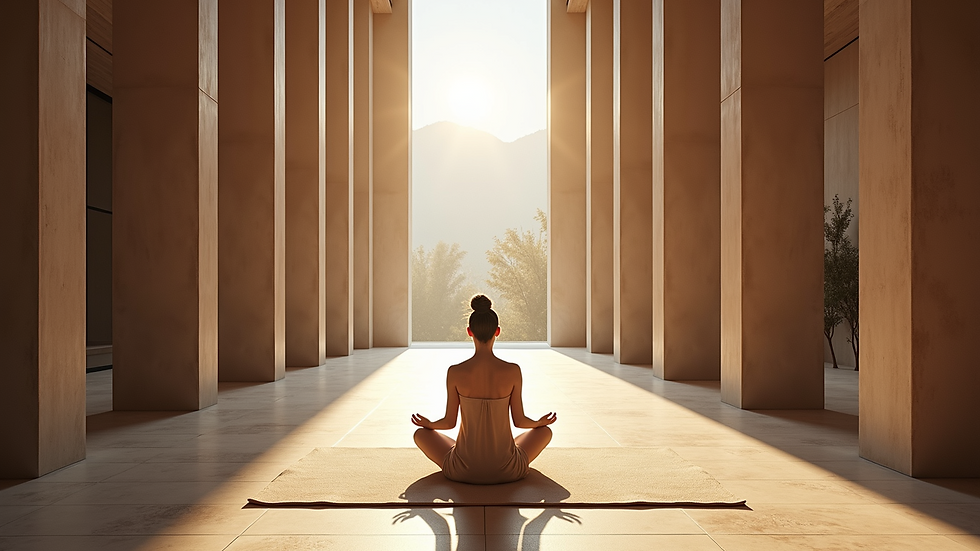 High angle view of a serene meditation space