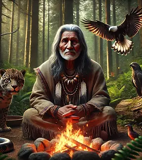 DALL·E 2025-06-30 13.14.05 - A realistic photo of a wise old Native American shaman with a