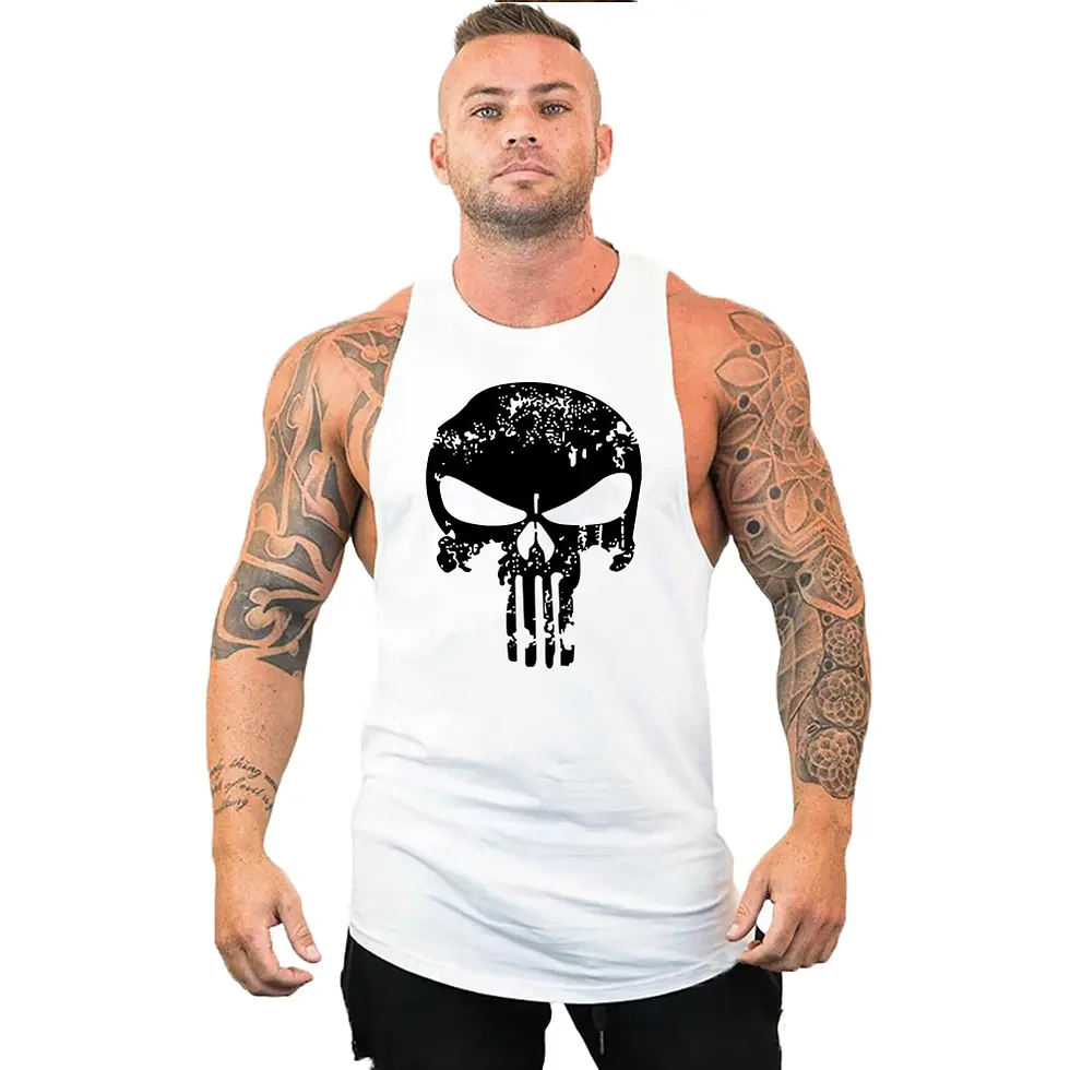 Thumbnail: New Hot Sale Mens Skull Printed Tank Top Breathable Cool Vest Running Shirt