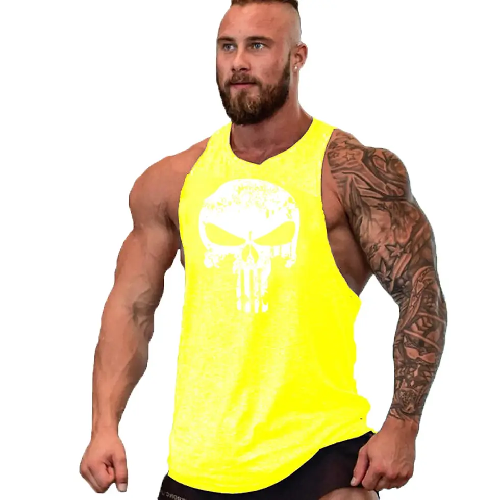 Thumbnail: New Hot Sale Mens Skull Printed Tank Top Breathable Cool Vest Running Shirt