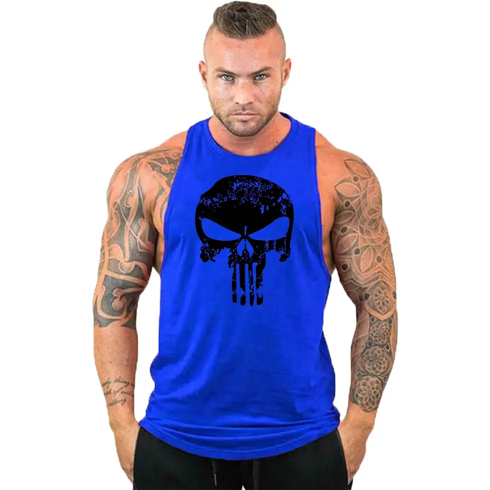 Thumbnail: New Hot Sale Mens Skull Printed Tank Top Breathable Cool Vest Running Shirt