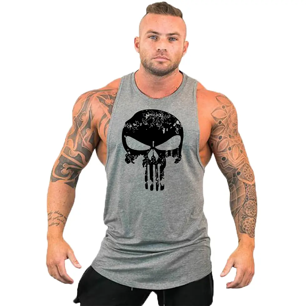 Thumbnail: New Hot Sale Mens Skull Printed Tank Top Breathable Cool Vest Running Shirt