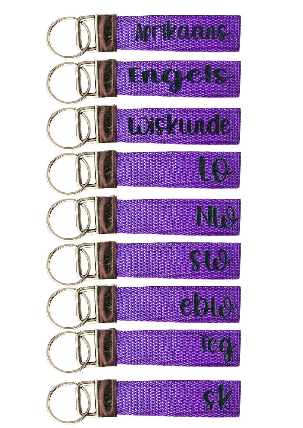 Thumbnail: 9 Pack - Embroidered Webbing Subject Tag School Bag Zipper Puller