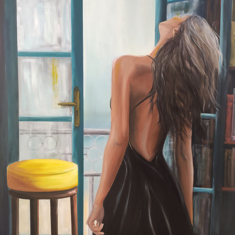 Peinture à l'huile Douceur de l'air par l'artiste Brigitte Tonon à Pau