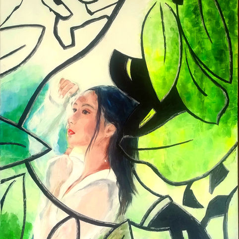 Peinture à l'huile Portail et jardin par l'artiste Brigitte Tonon Pau
