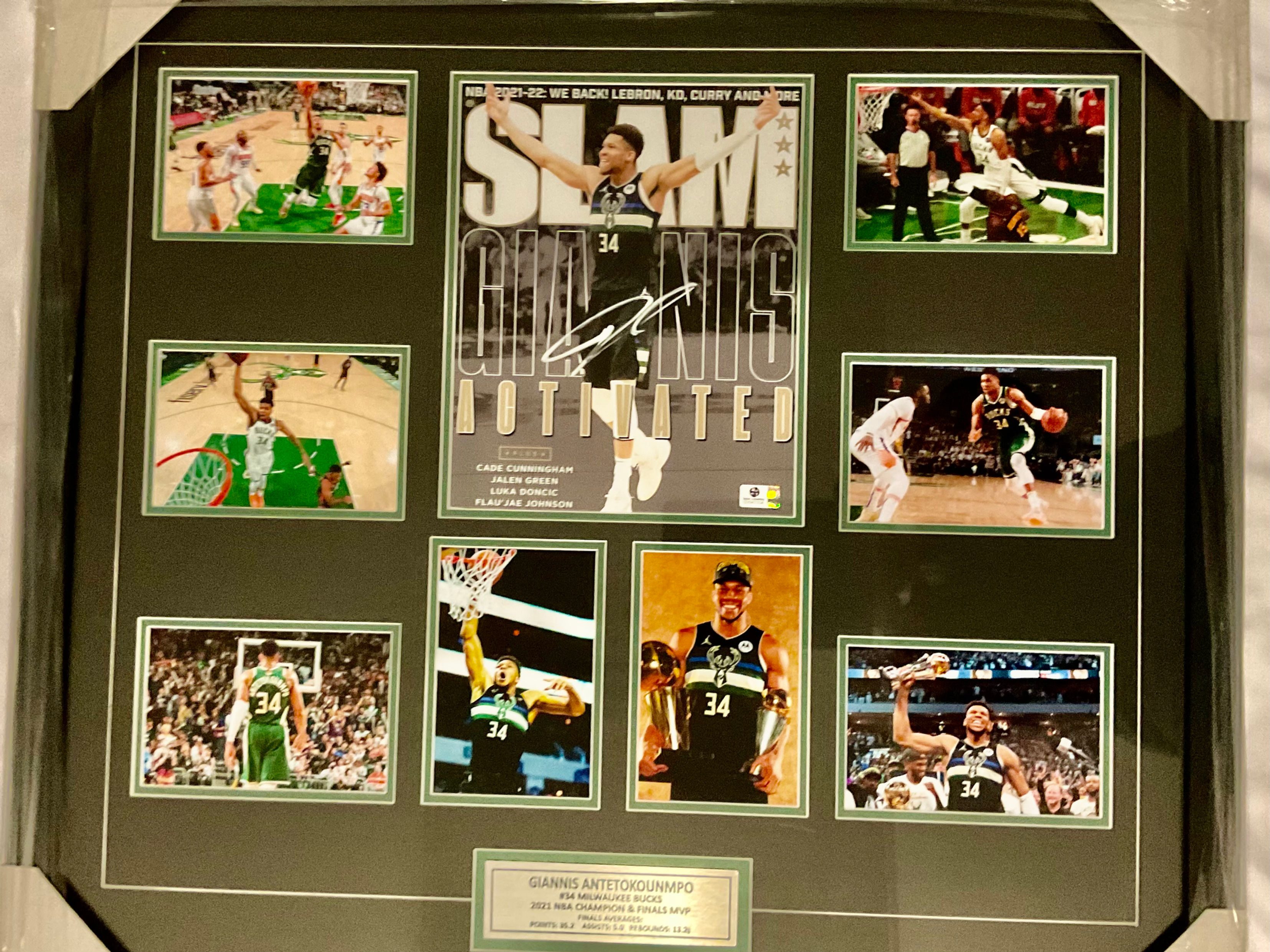 Giannis Antetokounmpo signed and framed photo collage with COA