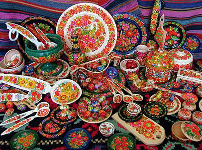 Petrykivka decorated dishes, folk art in Ukraine