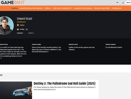 Edward Strazd Game Rant writer's profile