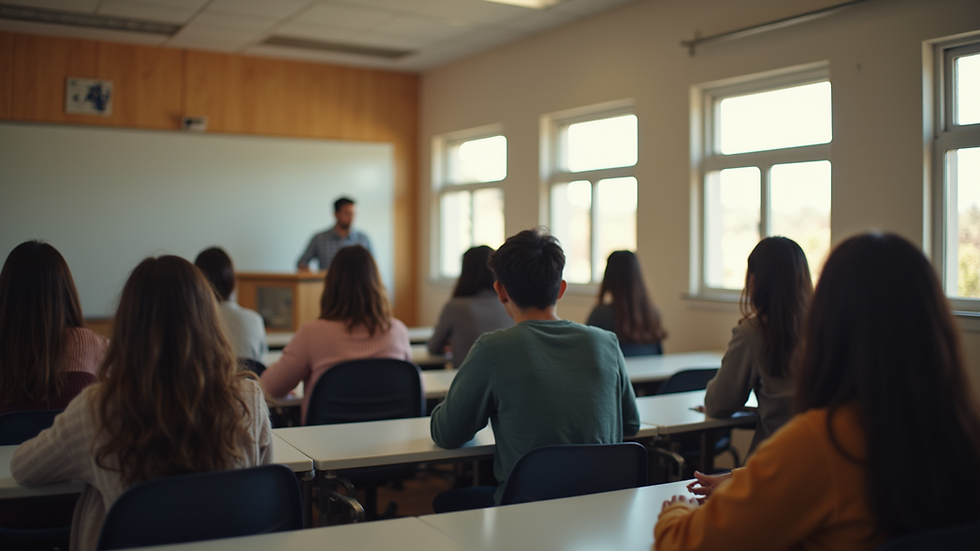 Vista panorámica de un grupo de estudiantes en un aula