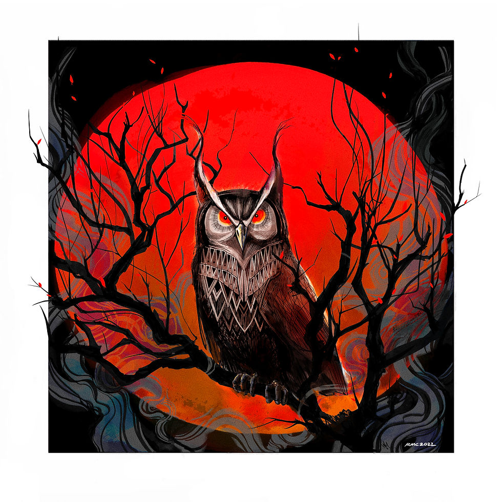 Thumbnail: ‘Ascalaphus’ (2022) Blood Moon VARIANT Print