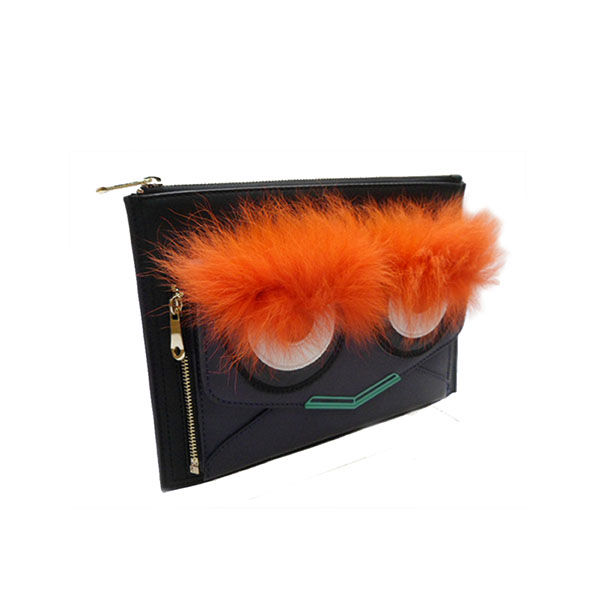 Face Pouch with Faux Fur Trimming