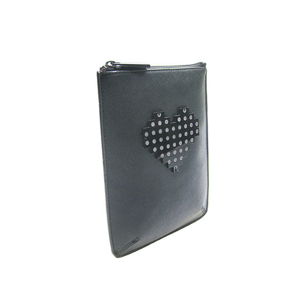 Black Pouch with Heart Shape Plastic