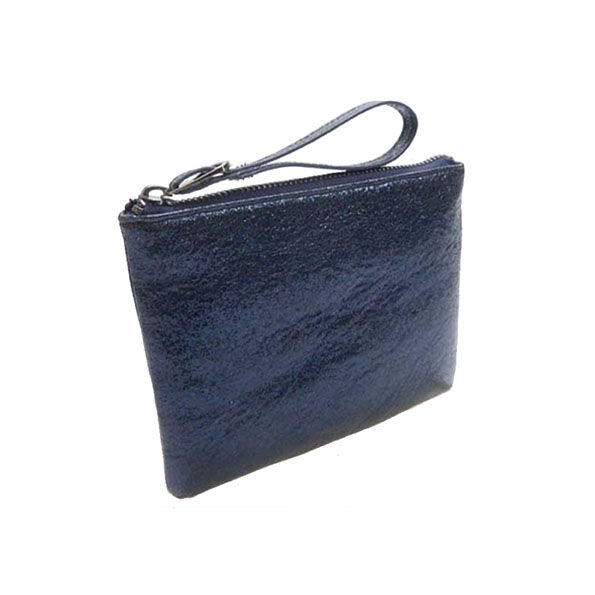 Shining Blue PU Pouch with Strap