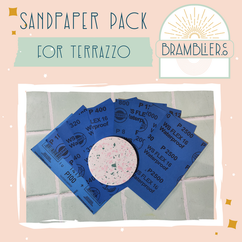 Sandpaper Pack for wet sanding Terrazzo Bramblier