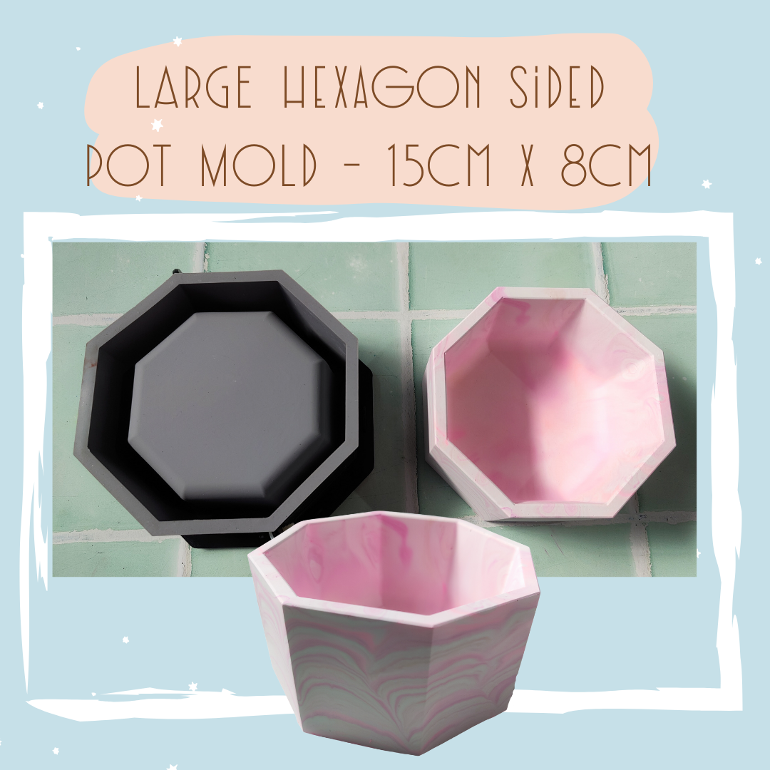 15cm x 8cm Large Hexagon Pot Silicone Mold