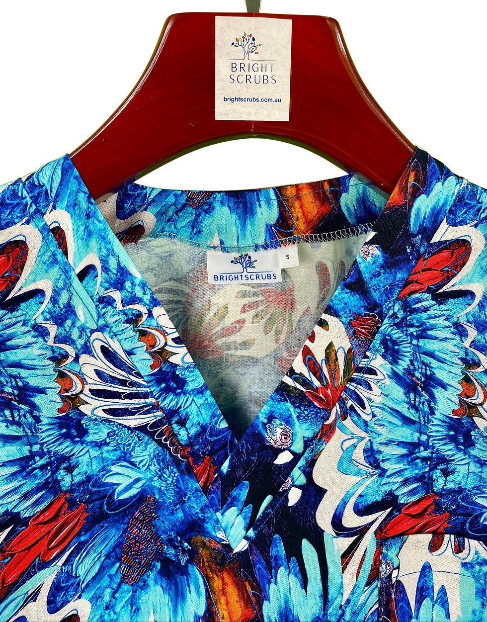 Thumbnail: BLUE MACAWS SCRUB TOP. 100% Cotton