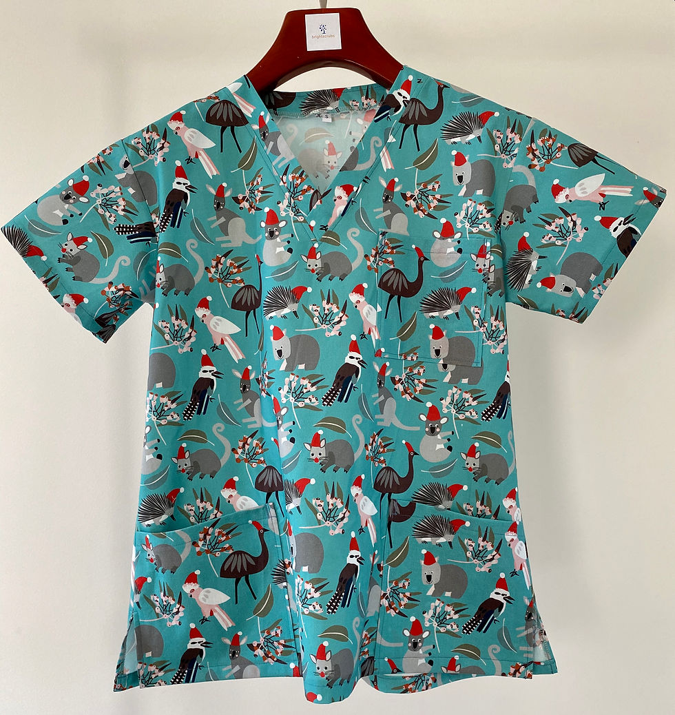 Thumbnail: CHRISTMAS EMU SCRUB TOP. 100% Cotton