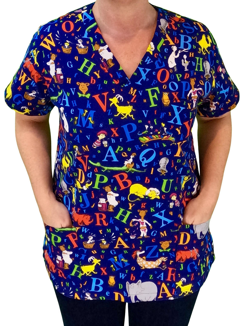 Dr Seuss ABC SCRUB TOP. 100% Cotton