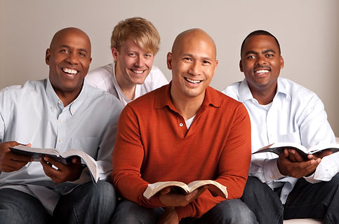 Diverse group of men in a small group.