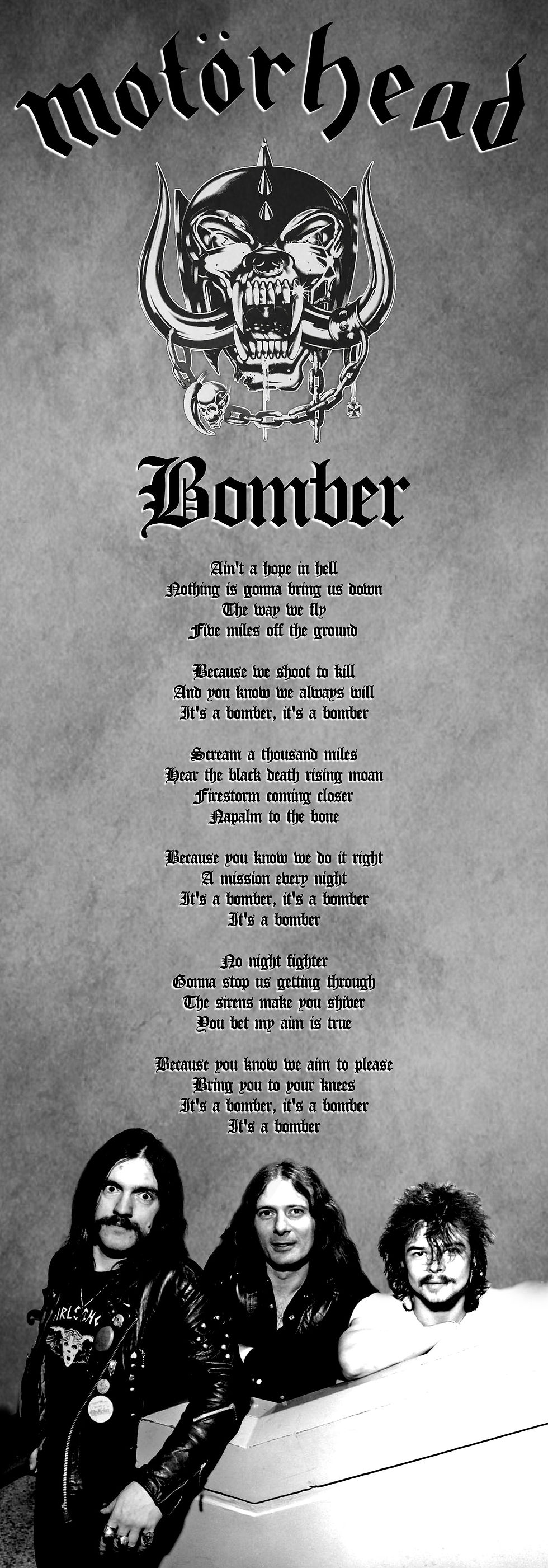 MOTORHEAD BOMBER LYRIC