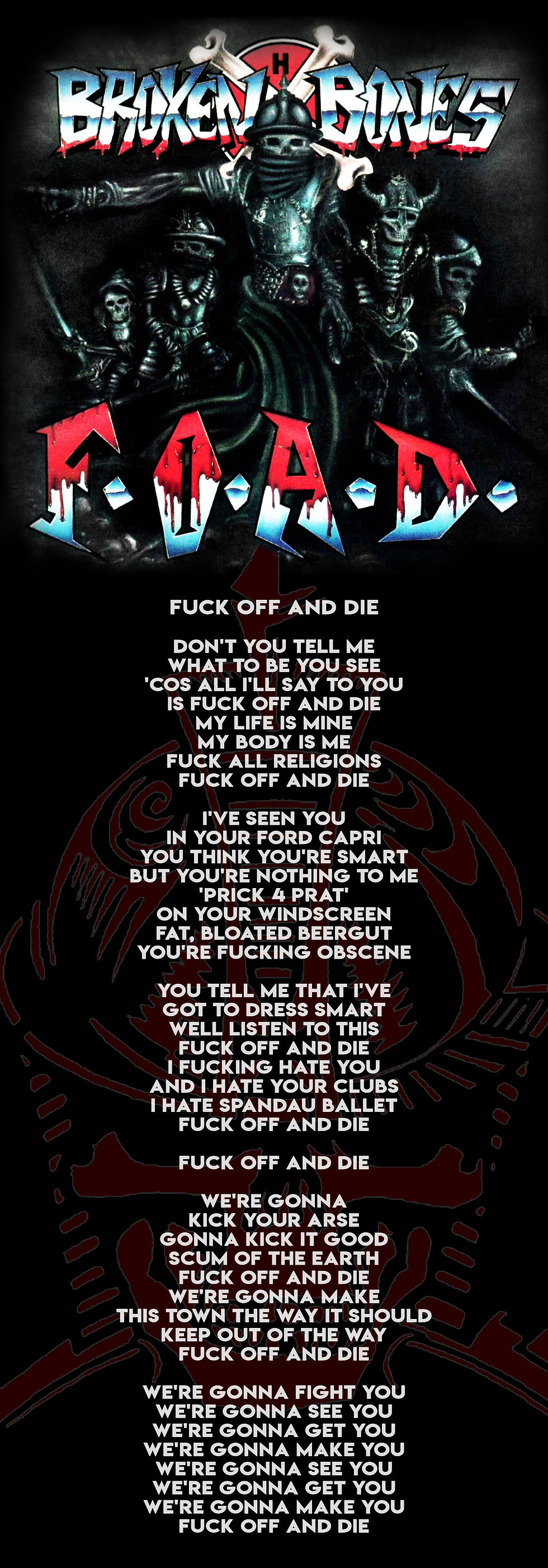 BROKEN BONES FOAD LYRIC