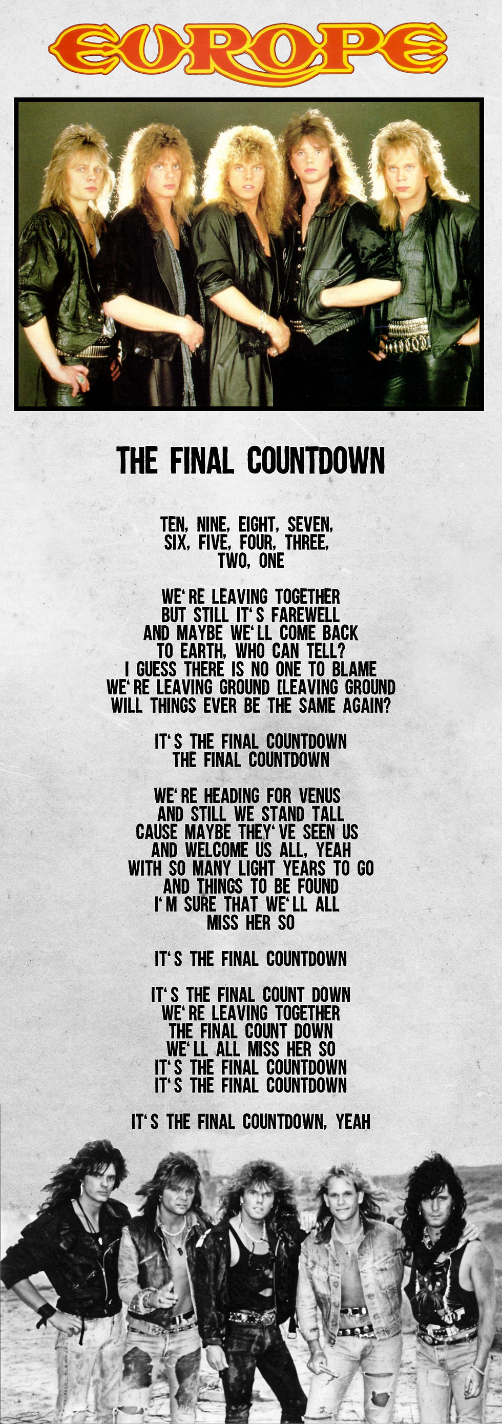 EUROPE FINAL COUNTDOWN LYRIC