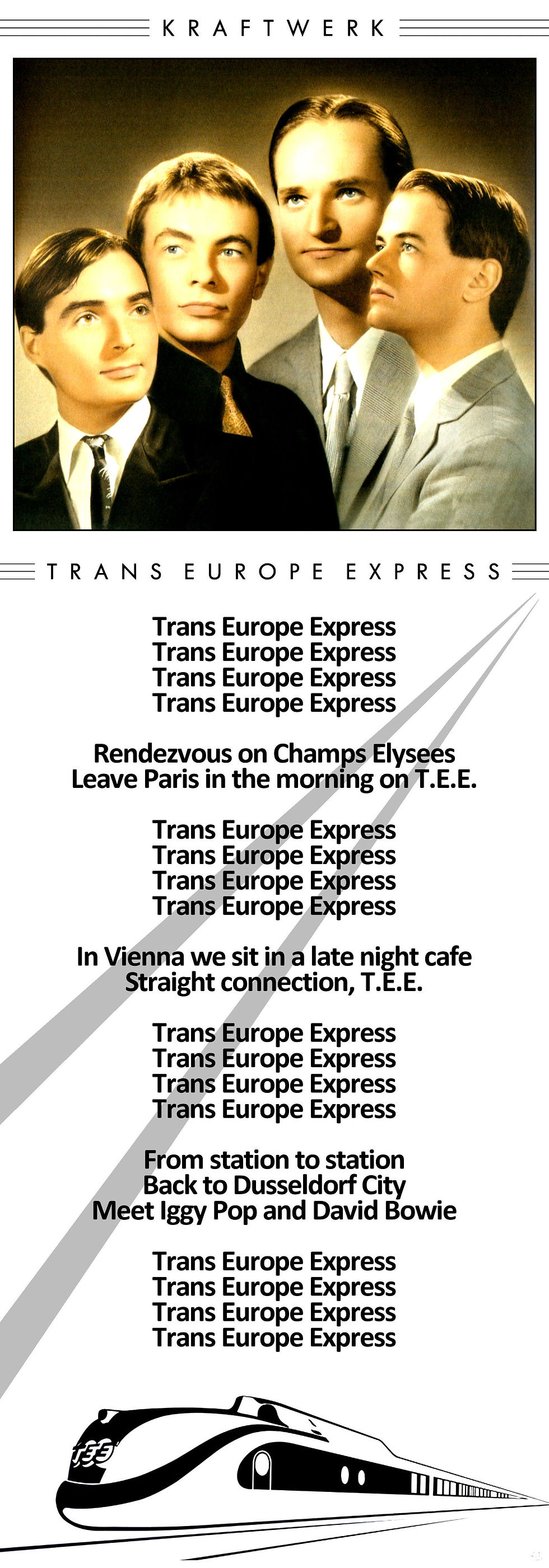 KRAFTWERK TRANS EUROPE EXPRESS LYRIC